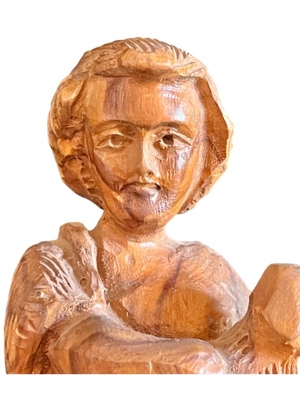 Hand-Carved David Figurine 9.25" Olive Wood Sculpture With Lamb Jerusalem Gift - Picture 4 of 11